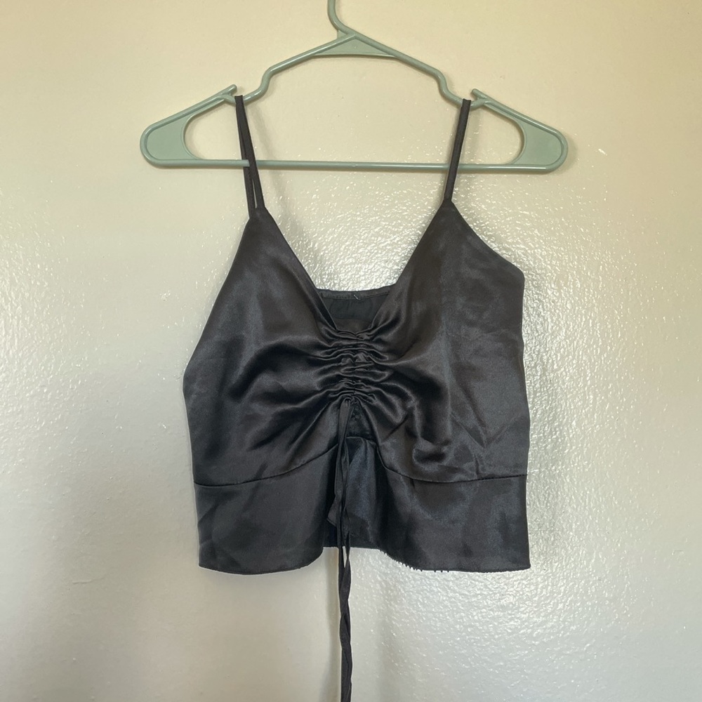 NastyGal black, satin tank top
